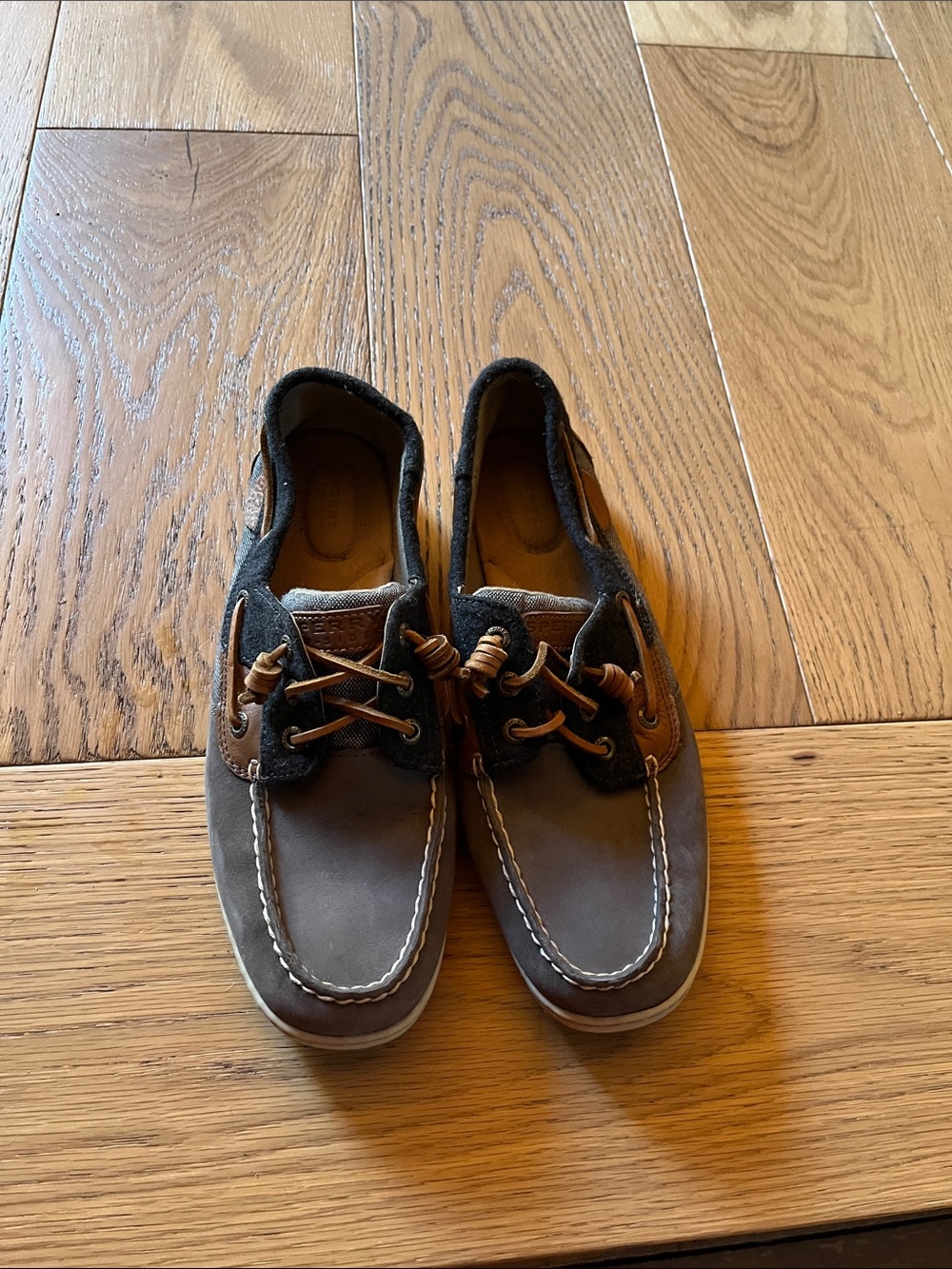Sperry Brown and Black Leather Boat Shoes